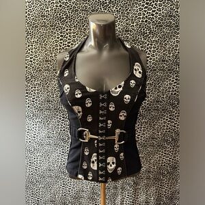 *SOLD* Royal Bones Skull Corser Halter Top Medium